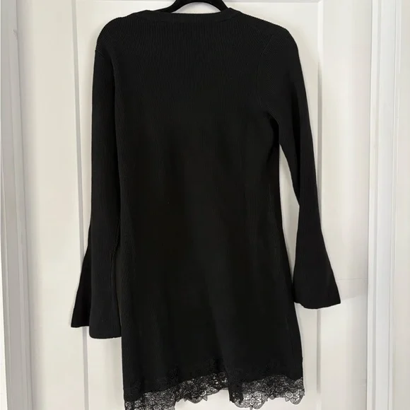 Commense Black Ribbed Dress with Lace Detail - Picture 2 of 4